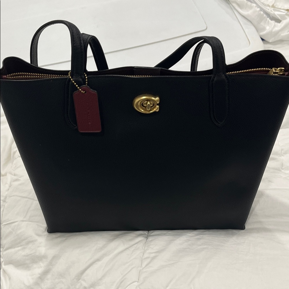 New Coach Willow  Leather Black Tote Bag